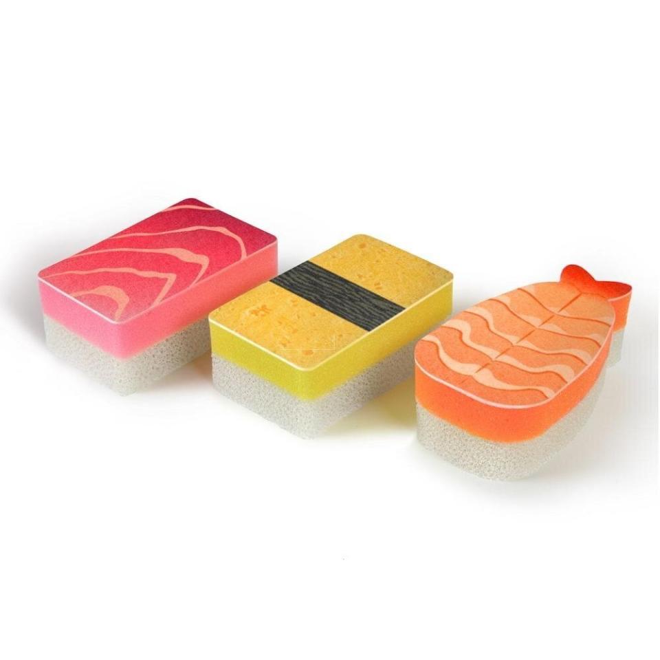 After all that cooking, cleaning up is never as delicious. But they'll appreciate this cute stocking stuffer &mdash; a set of three sponges in the shape of shrimp, tuna and tamago. These natural sponges have multiple layers that are perfect for washing up, making them a practical present, too. <a href="https://fave.co/3mWhMDP" target="_blank" rel="noopener noreferrer">Find the set for $9 at Always Fits</a>.