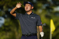 Takumi Kanaya plays his shot from the 11th tee during the first round of the Sony Open golf tournament, Thursday, Jan. 13, 2022, at Waialae Country Club in Honolulu. (AP Photo/Matt York)