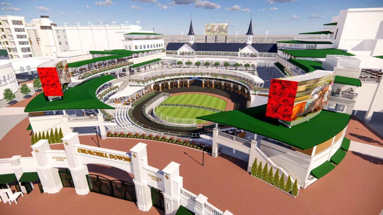 Churchill Downs paddock rendering. The new paddock will open for Kentucky Derby 150.
