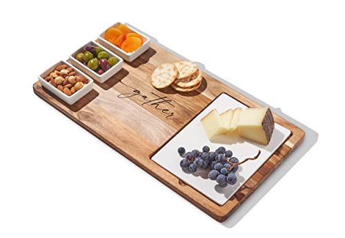 46) Sophistiplate Acacia Wood Féte Set Charcuterie Tray