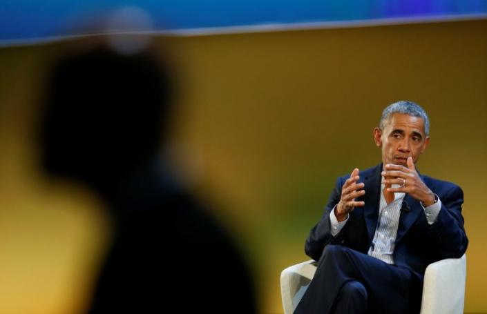 Barack Obama speaks during the Global Food Innovation Summit in Milan on Wednesday. (Photo: Alessandro Garofalo/Reuters)