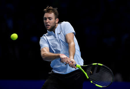 Tennis - ATP World Tour Finals - The O2 Arena, London, Britain - November 18, 2017 USA's Jack Sock in action during his semi final match against Bulgaria's Grigor Dimitrov Action Images via Reuters/Tony O'Brien