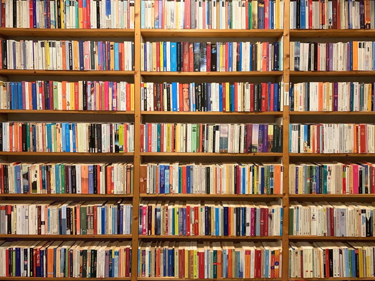 Fully packed library shelves