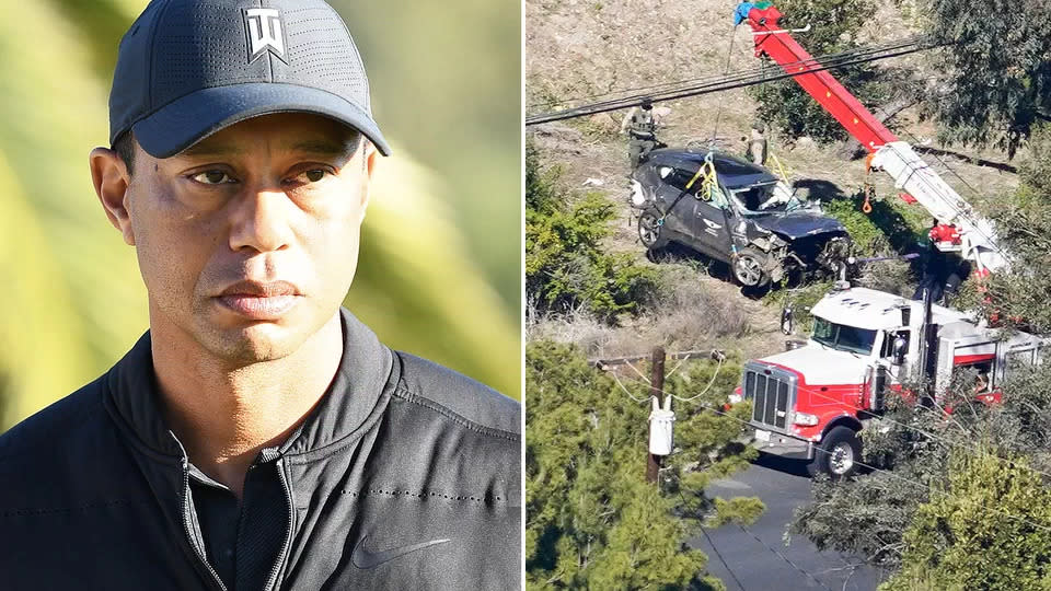 Tiger Woods zog sich bei dem Unfall Beinverletzungen zu, die das Ende seiner Karriere bedeuten könnten. Foto: Getty
