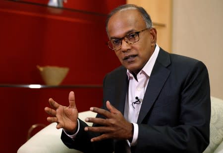 Singapore's Law Minister K. Shanmugam speaks to Reuters in Singapore