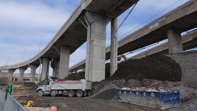 Bulldozers and cranes for 50th birthday of Turcot Interchange