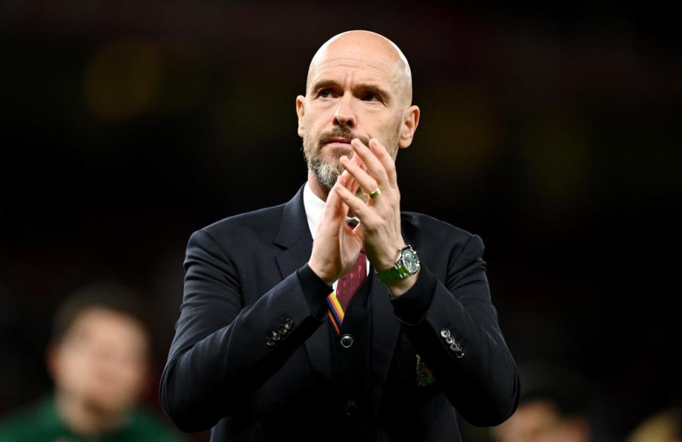 Erik ten Hag, Manager of Manchester United, applauds the fans (Getty Images)