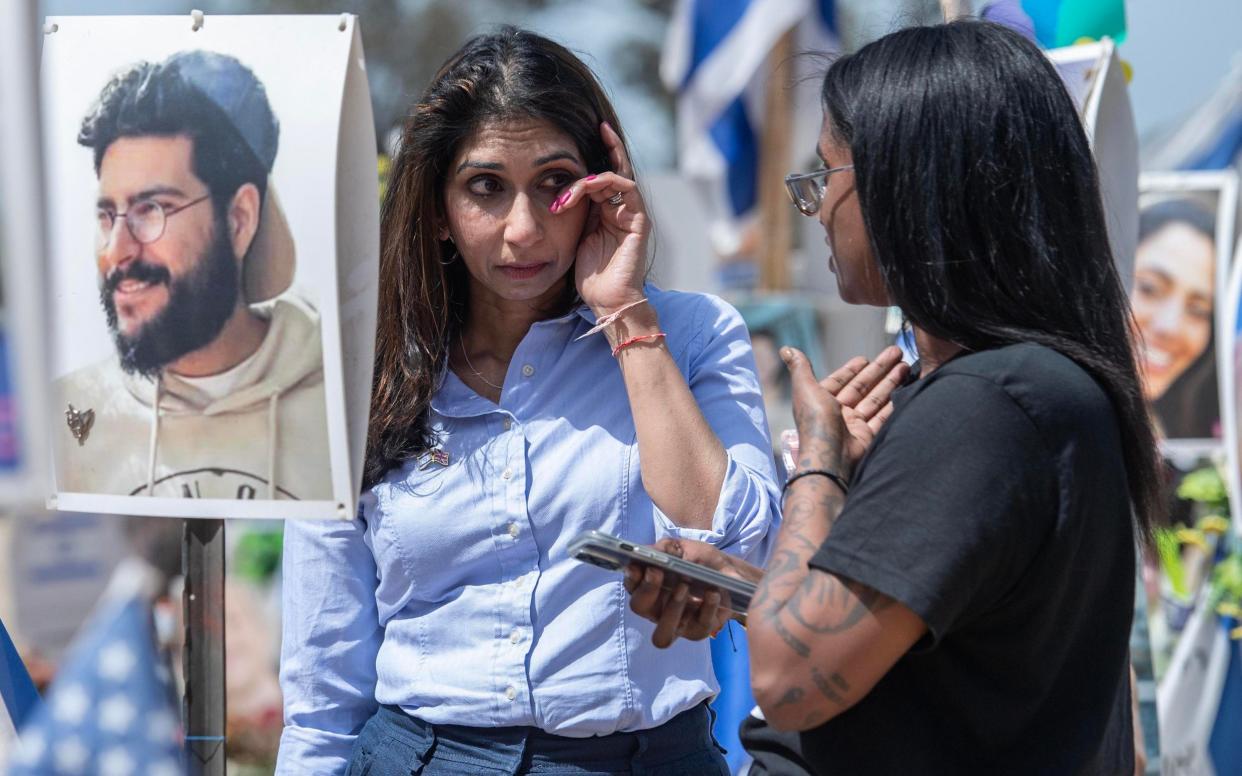 Suella Braverman meets Mazal Tazazo, a survivor of the Supernova festival massacre, on her four-day visit to Israel