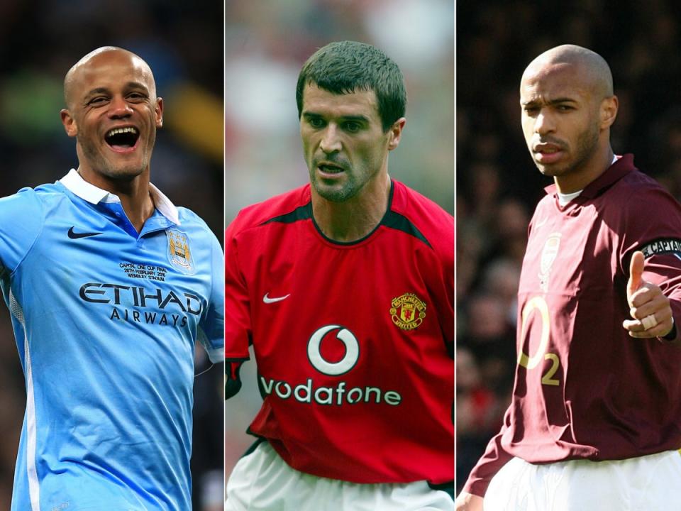 Vincent Kompany, Roy Keane and Thierry Henry (PA)