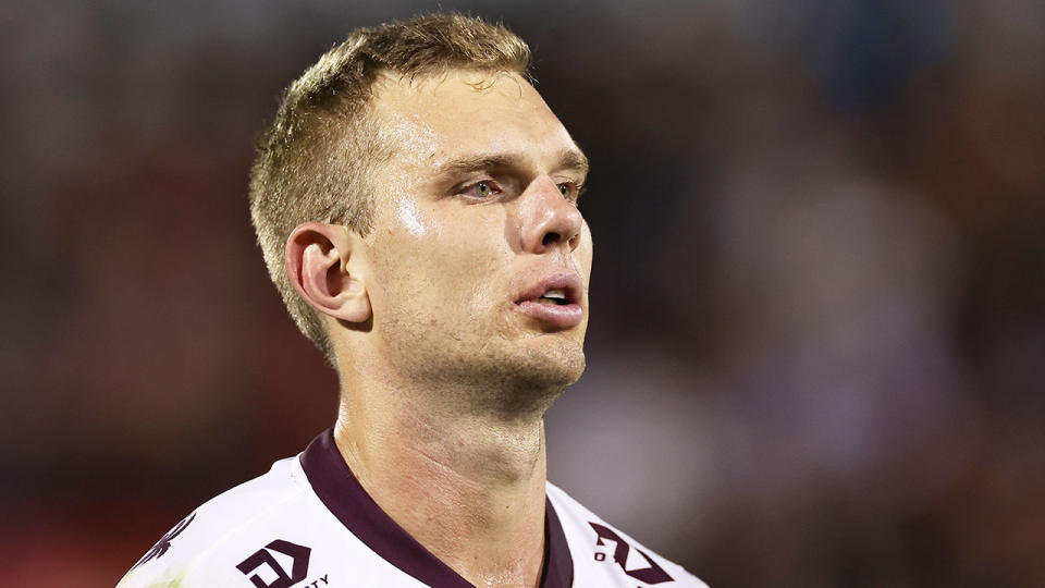 Tom Trbojevic has been sent for scans after picking up an injury in pre-season training with Manly. Pic: Getty