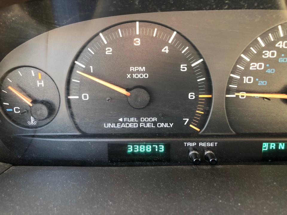 Yep, that's 338,873 miles on the odometer of Joe Anderson's old Chrysler van.