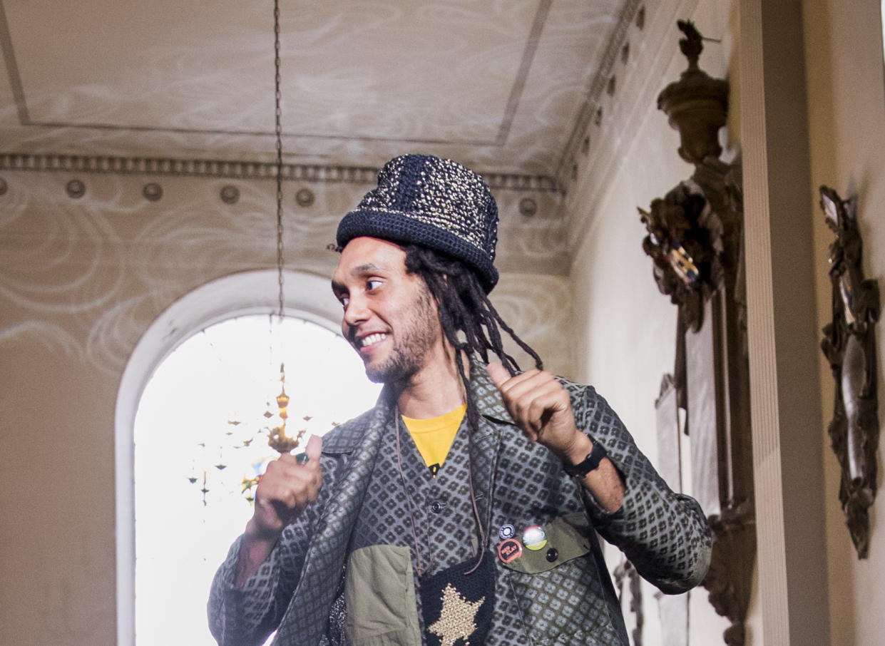 LONDON, ENGLAND - JUNE 08:  Nicholas Daley walks the runway after the Nicholas Daley presentation during London Fashion Week Men's June 2019 at St Mary at Hill on June 08, 2019 in London, England. (Photo by Tristan Fewings/BFC/Getty Images for BFC)