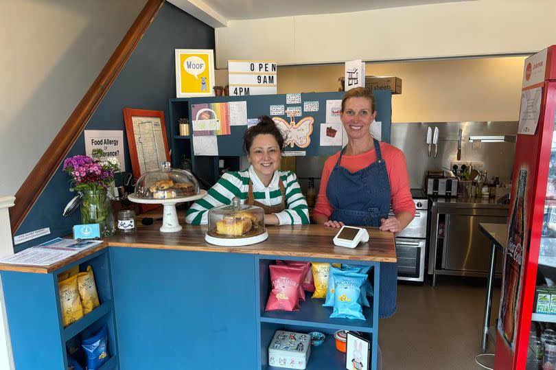 Suzy Whallis and Julie Sibley inside Thyme on the Yarrow in Croston, Lancashire