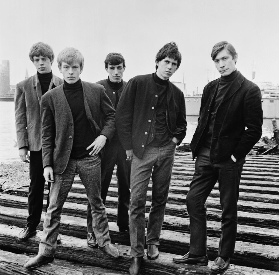 The Rolling Stones in London, May 4, 1963. L-R: Mick Jagger, Brian Jones, Bill Wyman, Keith Richards and Charlie Watts.