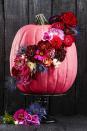 <p>This hot pink gourd earns centerpiece status thanks to a sash of fresh blooms. Snip stems about one to two inches from buds, drill small holes in the painted rind, then stick in the buds. Keep flowers looking perky by periodically spritzing with water. </p><p><a class="link " href="https://www.amazon.com/Krylon-K05544007-COLORmaxx-Aerosol-Watermelon/dp/B07LFPDBQC/?tag=syn-yahoo-20&ascsubtag=%5Bartid%7C10055.g.1566%5Bsrc%7Cyahoo-us" rel="nofollow noopener" target="_blank" data-ylk="slk:SHOP PINK PAINT;elm:context_link;itc:0;sec:content-canvas">SHOP PINK PAINT</a></p>