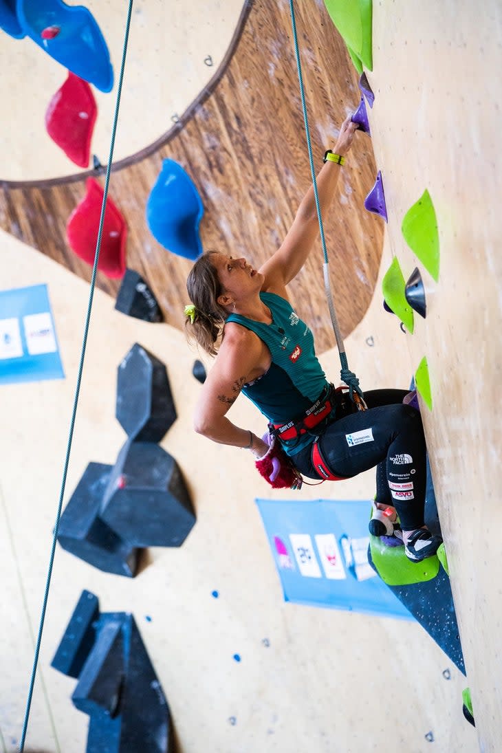 <span class="article__caption">Jasmine Plank of Austria competes in the women’s Paraclimbing RP1 final at The Front Climbing Club during the 2022 IFSC Paraclimbing World Cup in Salt Lake City.</span> (Photo: Daniel Gajda/IFSC)