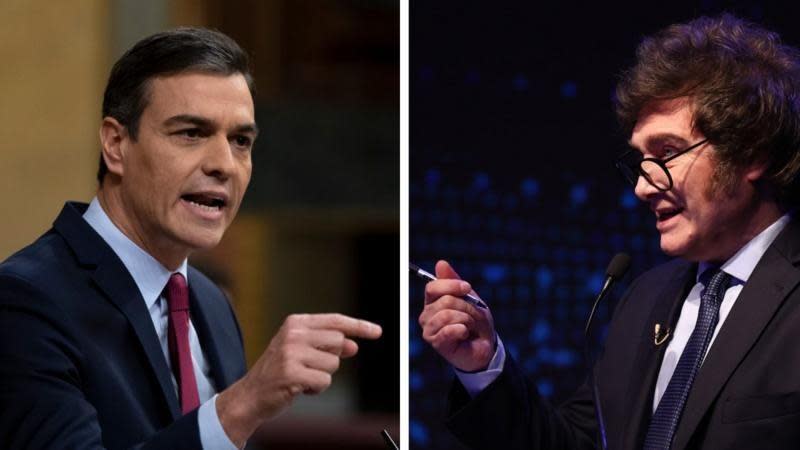 Pedro Sánchez y Javier Milei