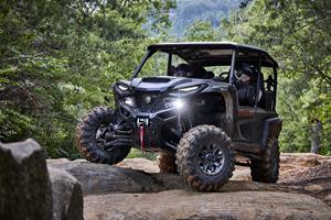 Wolverine RMAX 1000 XT-R Editions are available in a new Tactical Black / Carbon Metallic with Maxxis Carnivore tires, a heavy duty WARN winch, FOX QS3 shocks, and a stylish paint and graphics package starting at $23,899 MSRP.