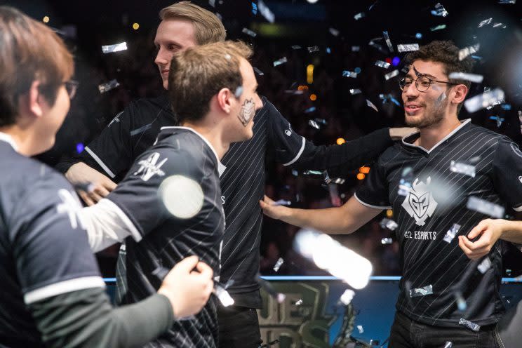 G2 Esports celebrate their third consecutive EU LCS victory (lolesports)