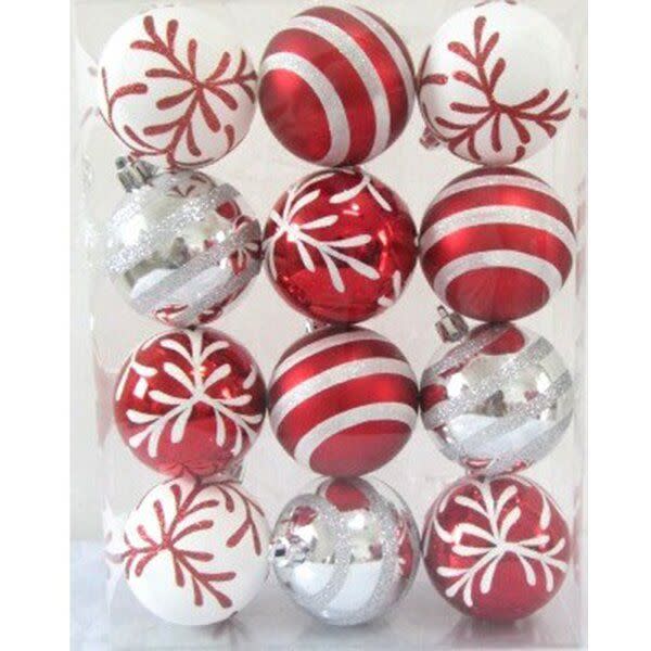 Red and White Snowflake Ornament Set