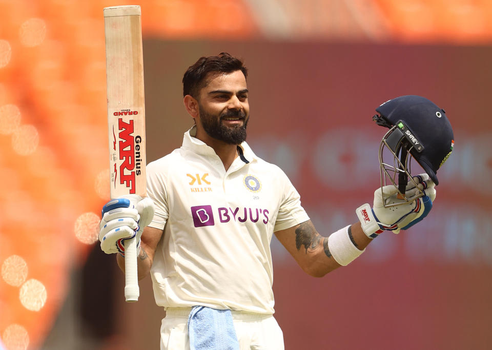 Virat Kohli, pictured here after scoring a century in the fourth Test between Australia and India.