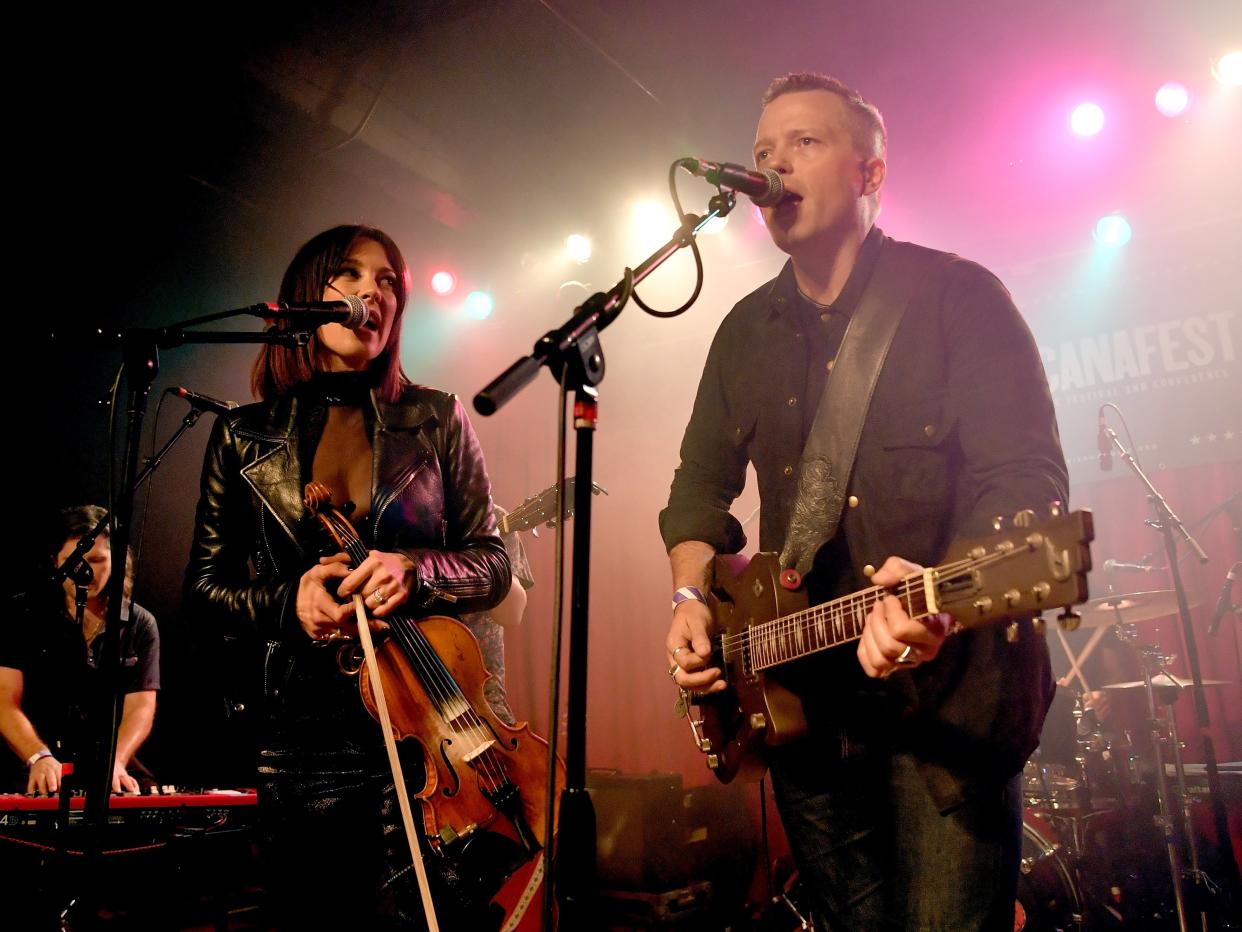 Jason Isbell and Amanda Shires performing together on-stage in September 2018 (Getty Images for Americana Music)