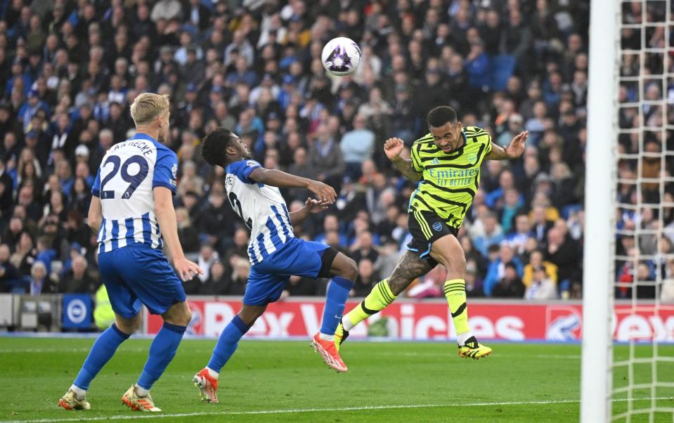 Gabriel Jesus heads towards goal