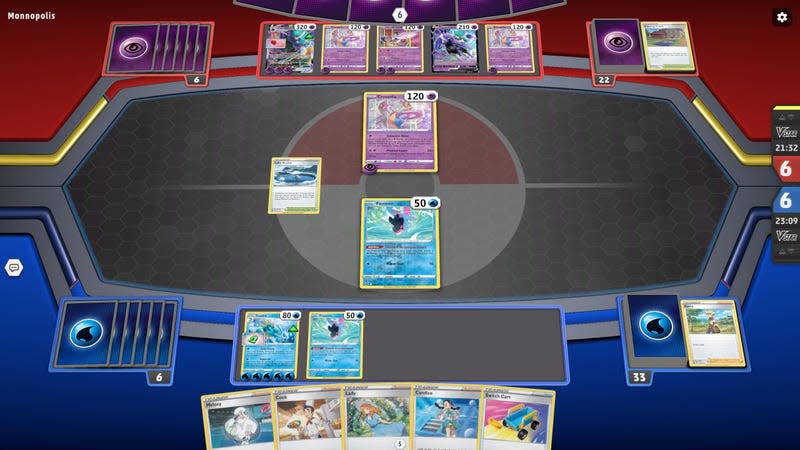 The new-look Pokemon TCG Live play board.