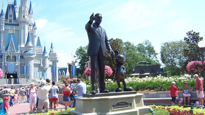 Walt Disney and Mickey Mouse statue at Walt Disney World