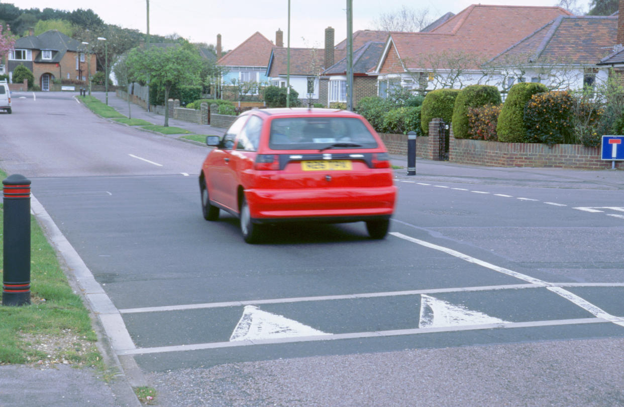 Traffic calming speed hump in Bournemouth, 2000. (Photo by National Motor Museum/Heritage Images/Getty Images)