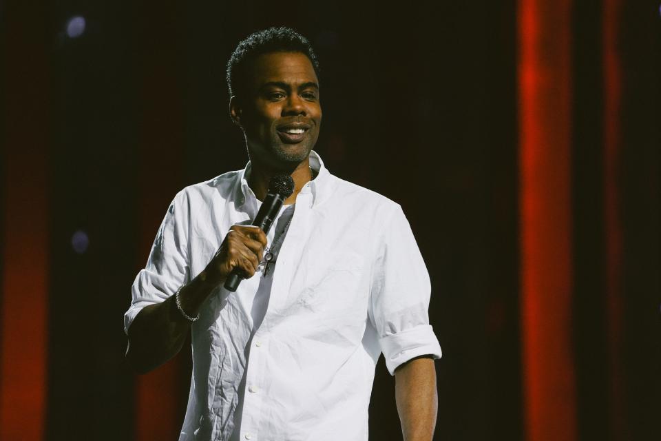 Chris Rock addresses the infamous Will Smith Oscars slap in "Selective Outrage," a live special streaming Saturday on Netflix from the Hippodrome Theater in Baltimore.