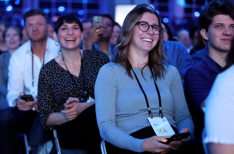 Audience members laugh during the Qualtrics X4 Tech Summit at the Salt Palace Convention Center in Salt Lake City on Thursday. | Kristin Murphy, Deseret News