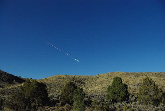 A meteor in the sky above Reno, Nevada on April 22, 2012.