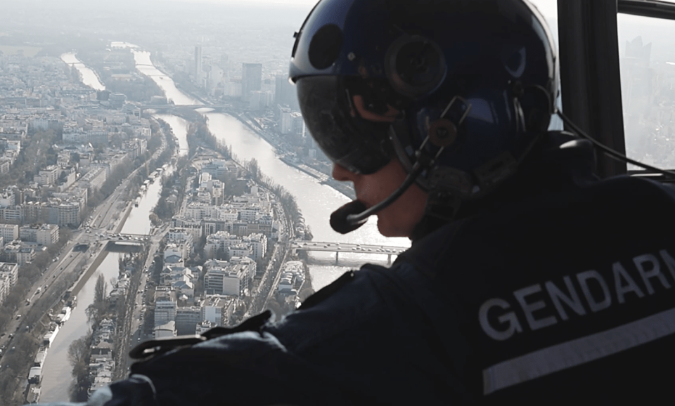 French police patrol over the Seine river in Paris. The iconic waterway will feature prominently in the 2024 Olympic opening ceremony. (Dean Taylor / NBC News)