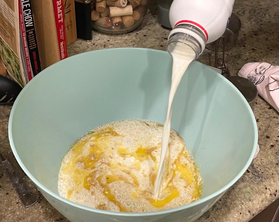 Making batter for Ina Garten cornbread