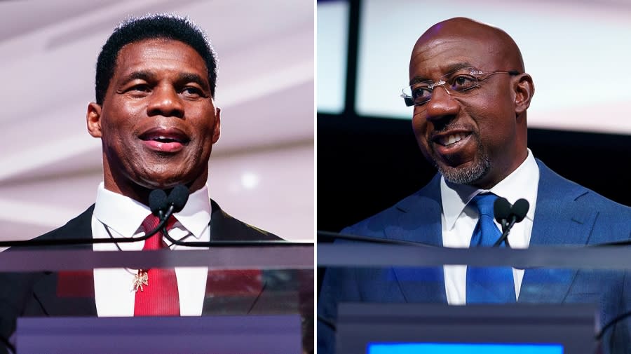 Sen. Raphael Warnock (D-Ga.) and Georgia Republican Senate candidate Herschel Walker