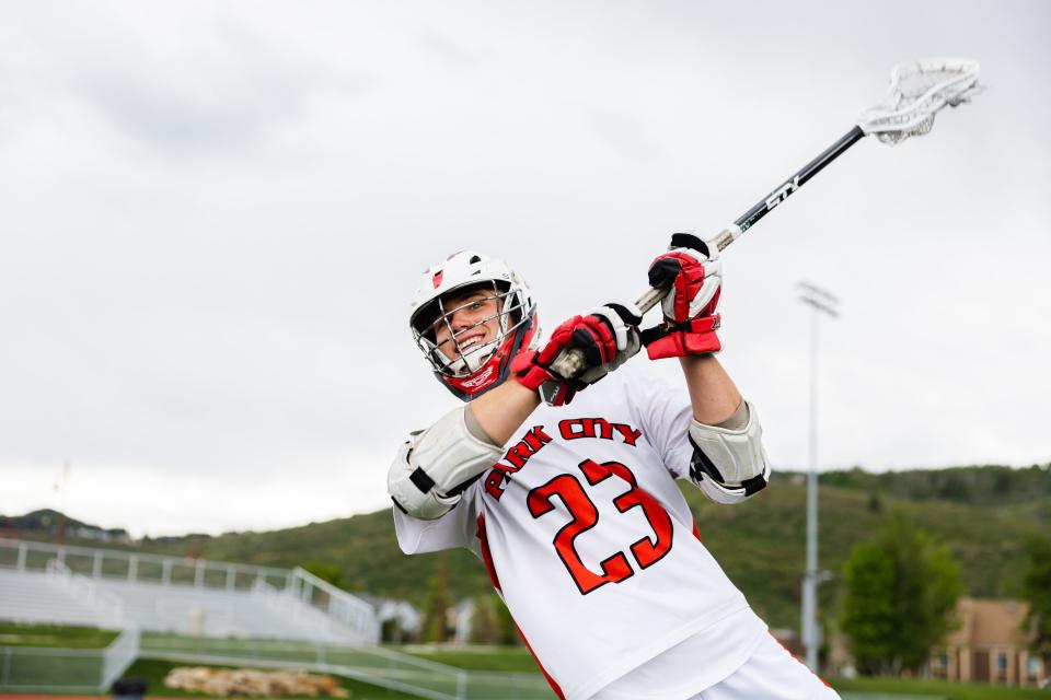 Park City’s Chase Beyer, named the Deseret News’ Mr. Lacrosse for 2023, poses for a portrait at Park City High School.