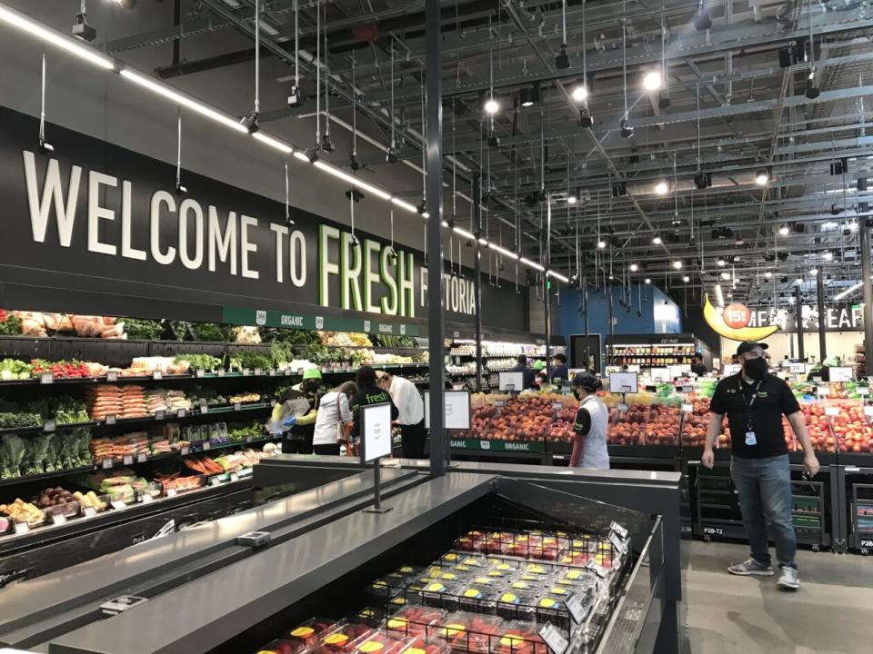 Interior view of Amazon Fresh store