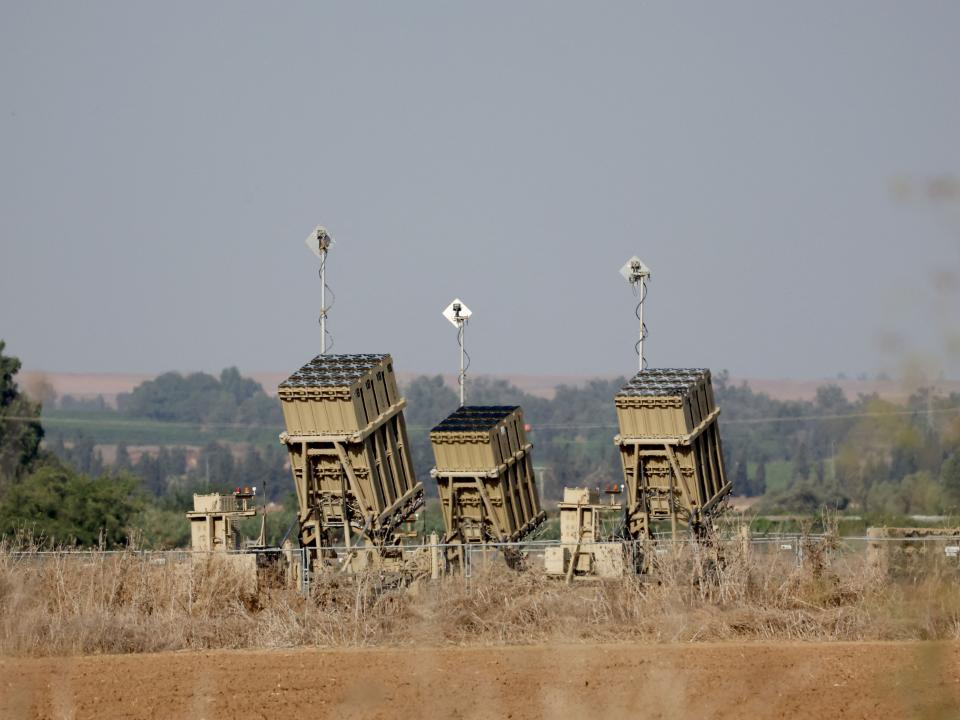 Israel's Iron Dome defense missile system is on alert, stationed close to the southern Israeli town of Sderot on October 12, 2023.