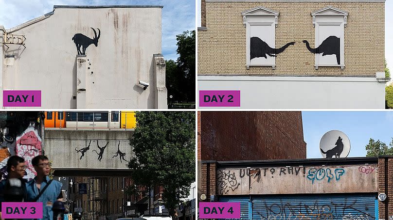 Banksy ha inaugurado esta semana cuatro obras de arte de temática animal en Londres, una cada día.