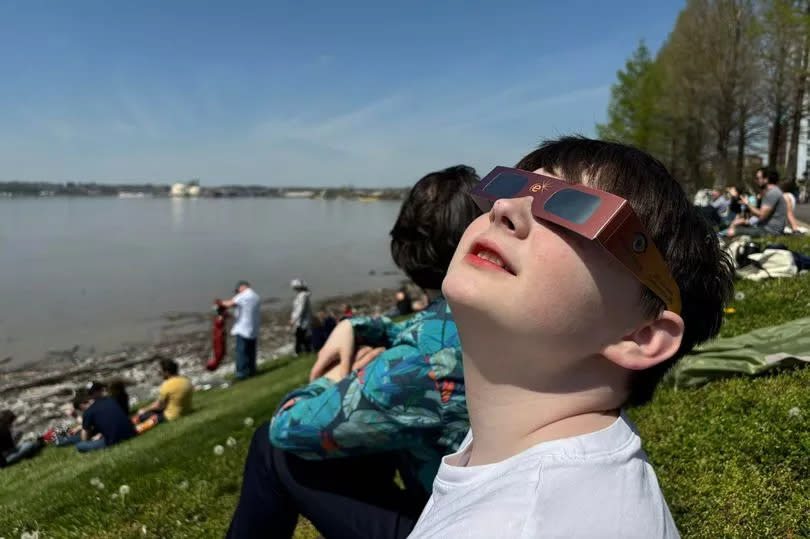 Evan's younger brother Llewellyn with solar glasses