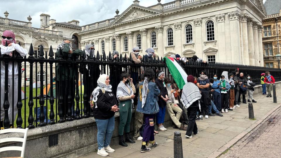 Students protesting against the war in Gaza in Cambridge