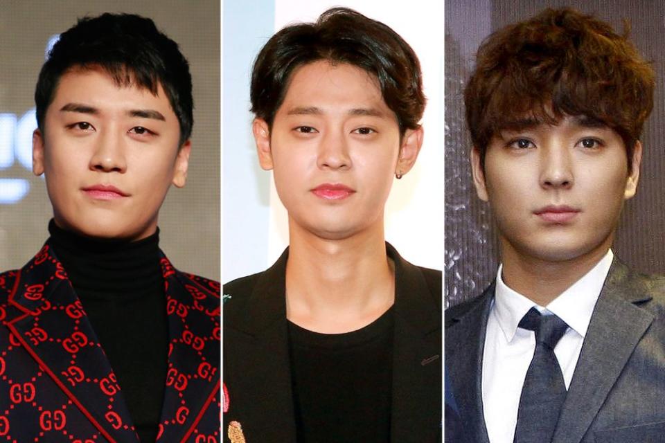 From left: Seungri, Jung Joon-young, and Choi Jong-hoon | VCG/VCG via Getty Images (3)