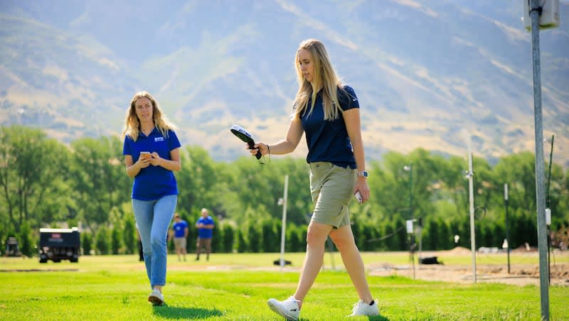 BYU student Ashley Beazer works at the turf grass research plot on BYU’s campus. Brigham Young University researchers, along with counterparts from Utah State University, are celebrating a decision by the Utah Department of Agriculture and Food’s Noxious Weed Board to allow the planting of a hybrid species of Bermudagrass.