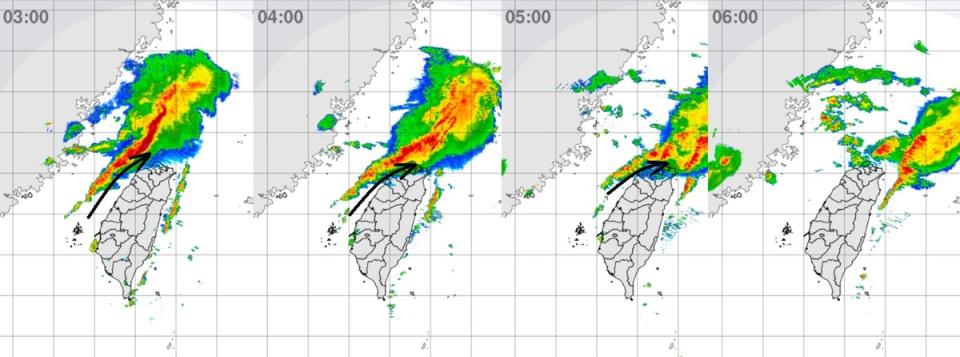 氣象局長鄭明典今天一早在臉書分享「繞地形而過的氣流」，他比對氣流線分析，雨區繞了台灣北部地形而過，後面接續的雨區還有點距離。   圖：翻攝自鄭明典臉書