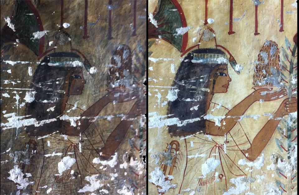 A painting before (left) and after (right) restoration work. Photo from Brinkmann and Verbeek (2019)
