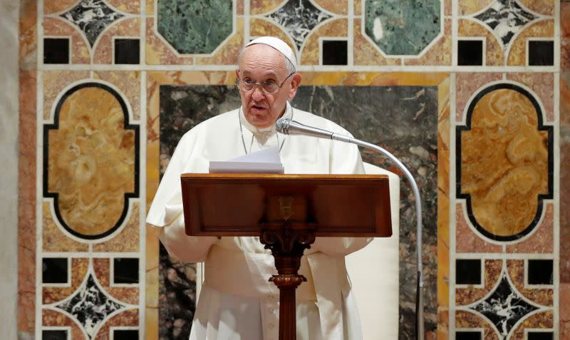 FILE PHOTO: Pope Francis holds audience with members of the Diplomatic Corps accredited to the Holy See