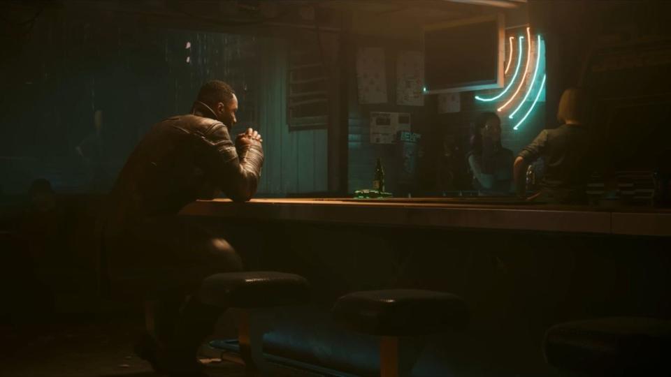 A long shot of a bar in Cyberpunk 2077: Phantom Liberty