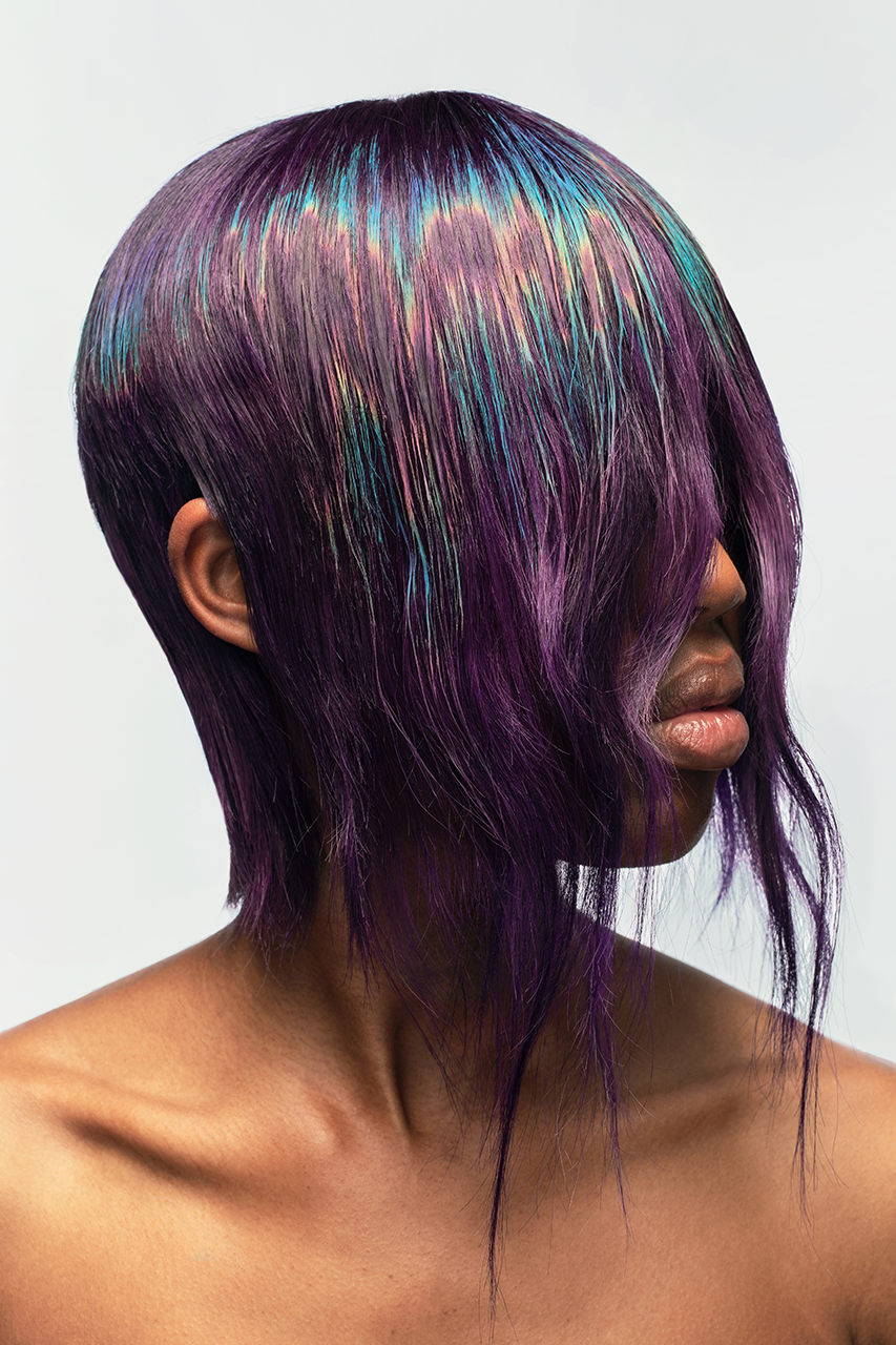 THE UNSEEN Beauty Colour Alchemy Campaign Holographic Hair Andrite Borealis Peacock