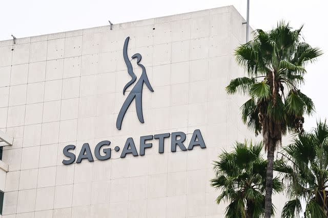 <p>Michael Buckner/Getty</p> The SAG-AFTRA building in Los Angeles